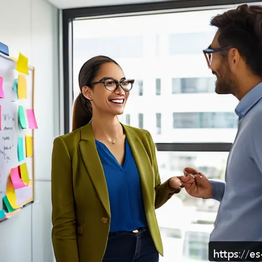 브랜드 마케터의 필수 소프트 스킬 - A diverse group of professional marketers in a modern office space, engaged in an open brainstorming...