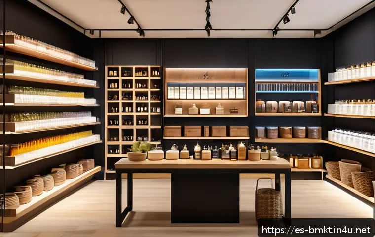 브랜드 마케팅과 소비자 심리학의 연관성 - A cozy retail store interior filled with warm ambient lighting, soft background music playing, and s...